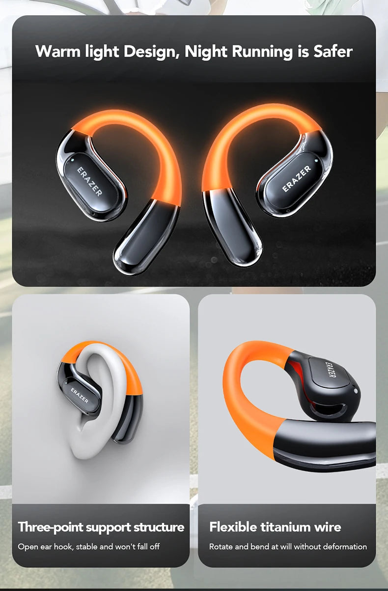 NE27 Bluetooth V5.4 Earphones OWS Sports Bluetooth Wireless Headphones AI Translator Earbuds LCD Touch Screen Open-Ear