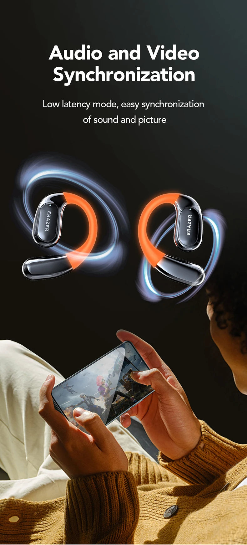 NE27 Bluetooth V5.4 Earphones OWS Sports Bluetooth Wireless Headphones AI Translator Earbuds LCD Touch Screen Open-Ear
