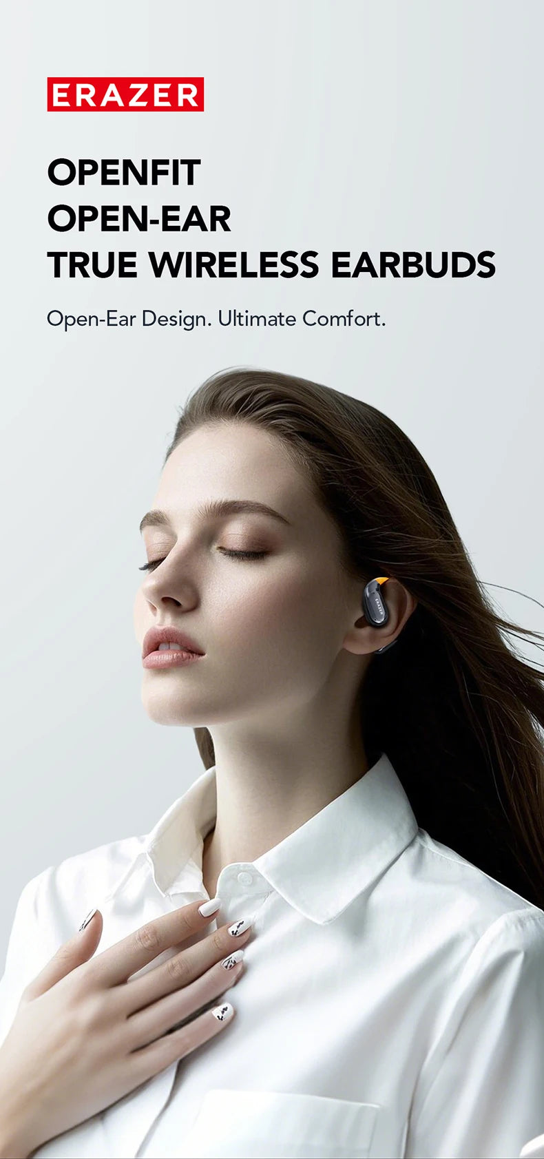 NE27 Bluetooth V5.4 Earphones OWS Sports Bluetooth Wireless Headphones AI Translator Earbuds LCD Touch Screen Open-Ear