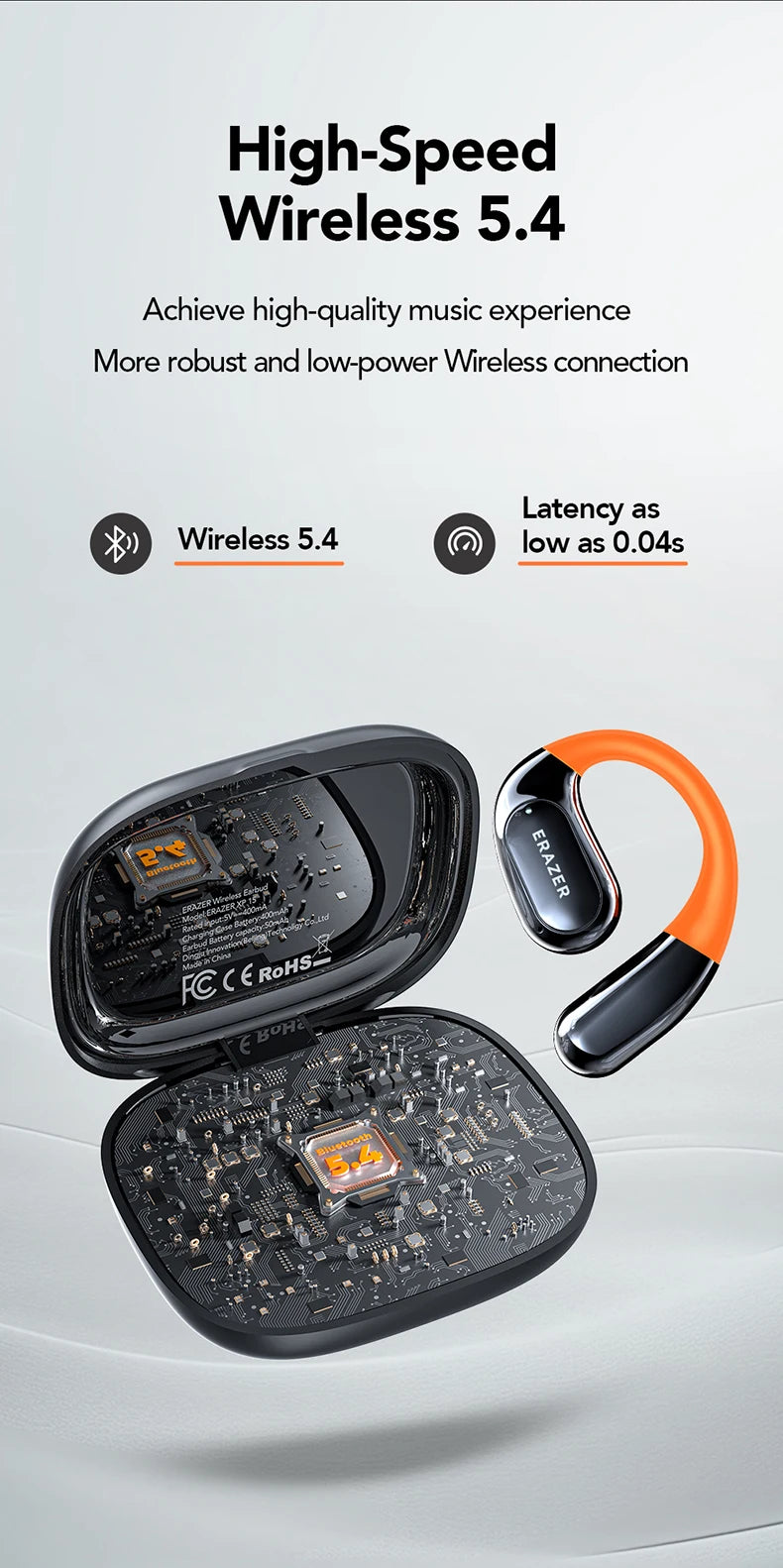 NE27 Bluetooth V5.4 Earphones OWS Sports Bluetooth Wireless Headphones AI Translator Earbuds LCD Touch Screen Open-Ear